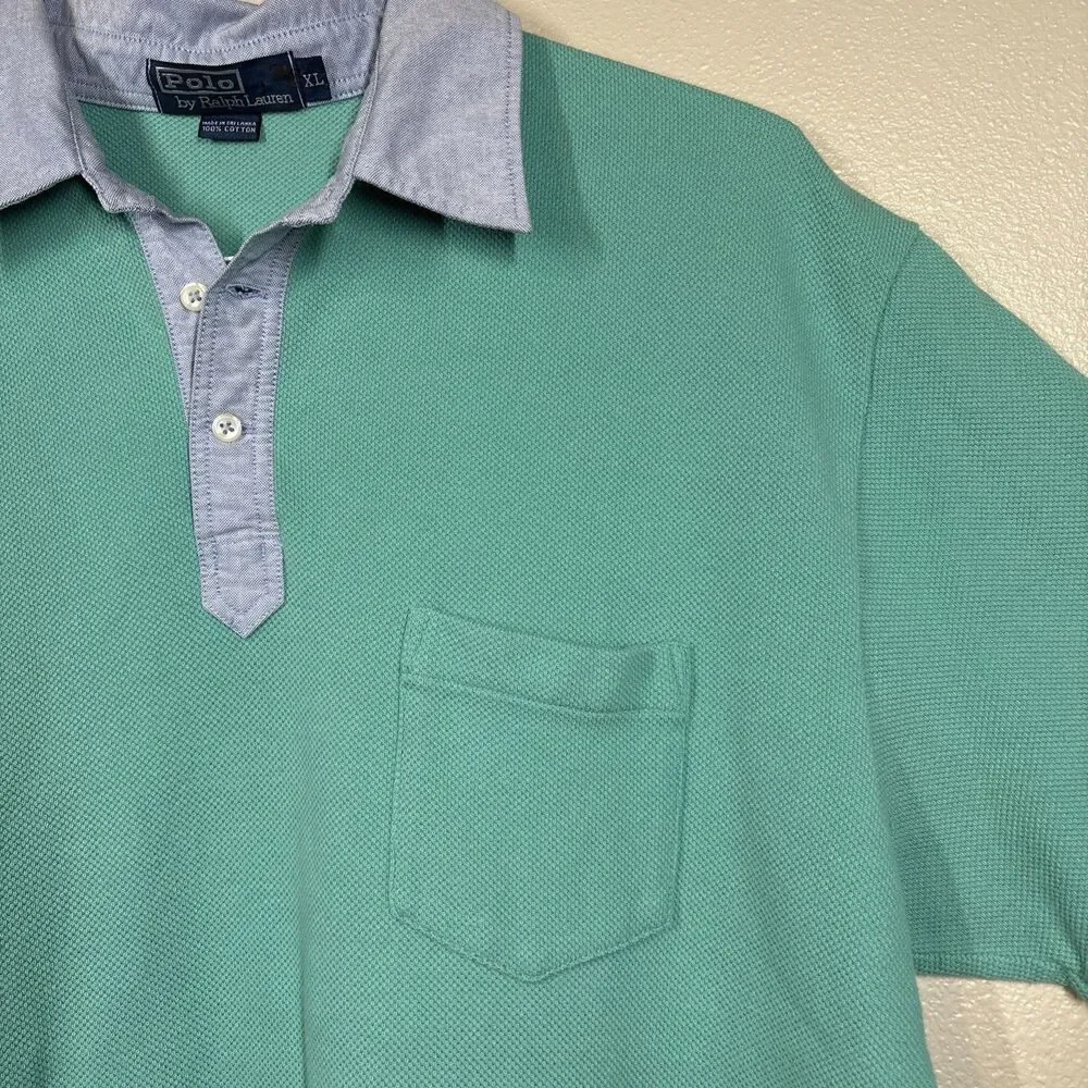 Polo Ralph Lauren Polo Short‎ Sleeve Shirt XL Teal Green Blue  Collar